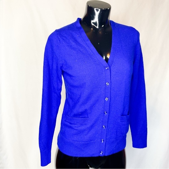 Lord & Taylor Sweaters - Lord & Taylor Extra Fine Merino Wool Cardigan Cobalt Blue Sweater